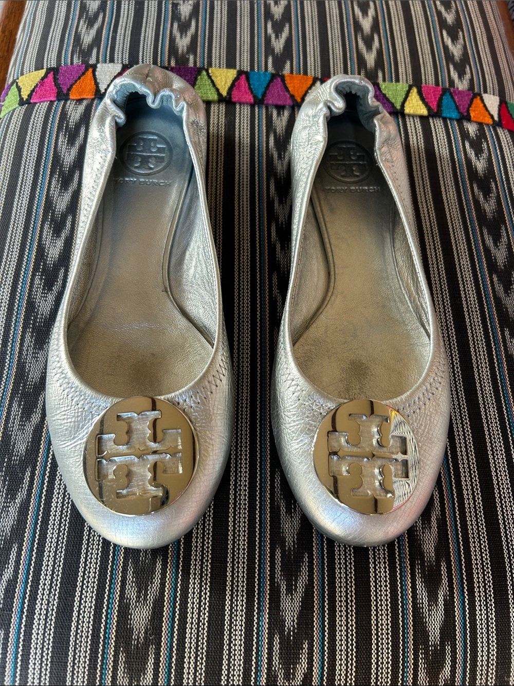 Tory Burch Minnie Travel Ballet Flat Ballet Flats in Silver